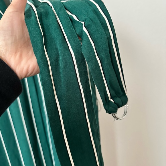 Dark Green Striped Dress w/ Belt - Picture 4 of 4